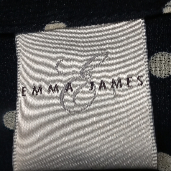 Emma James Blouse Sheer Blue White Polka Dots Size 14 - Picture 3 of 9